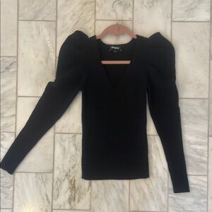 Express Ribbed Black Puffed shoulder sweater